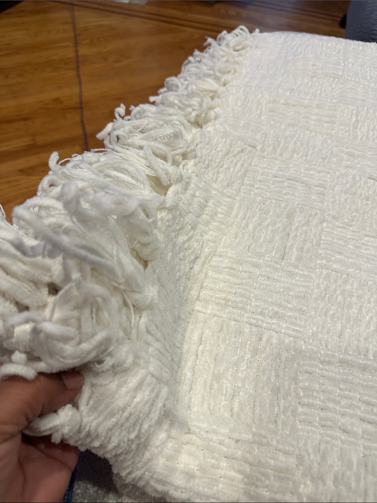 Other - Cream Textured Woven Throw with Fringe